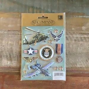 AIR FORCE Military Service Helicopter Plane Wings Medal Scrapbook Sticker 3D New